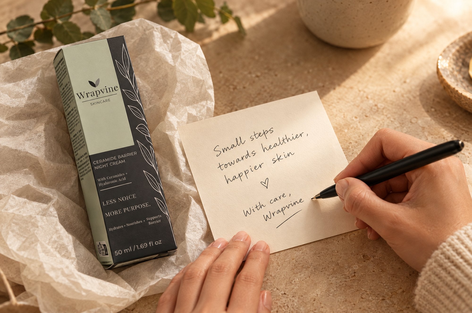 A note with a Wrapvine box